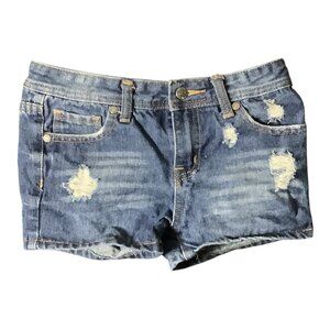Aviva Girls Daisy Dukes Style Jean Shorts Distressed Denim Blue Size 14‎